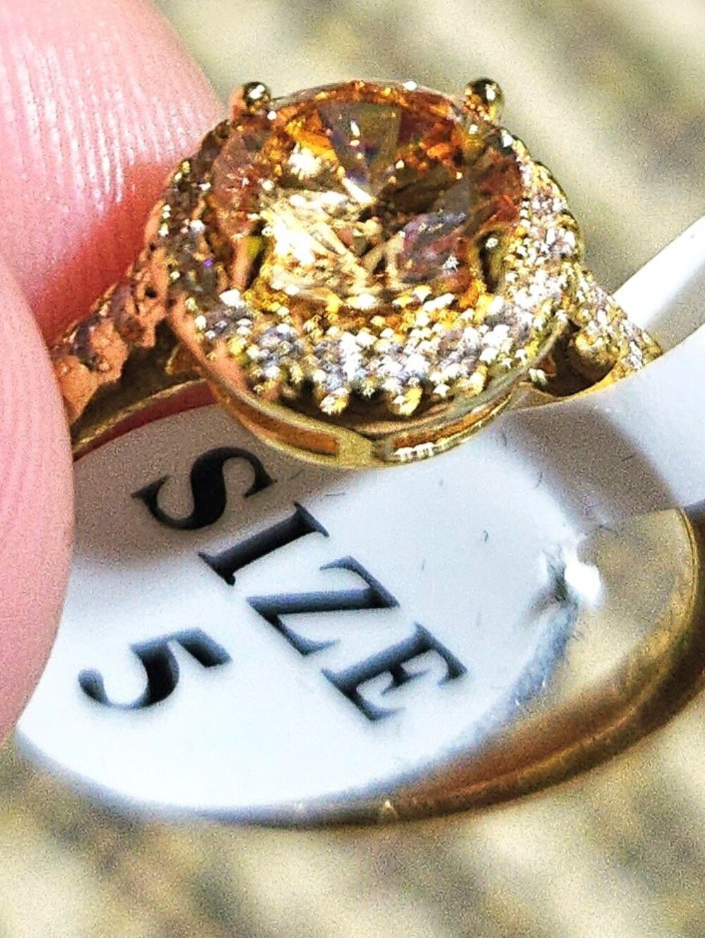 Gold Filled Champagne / Amber Halo Ring